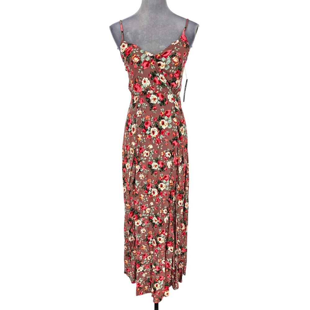 Lulus Dress Womens Small Terracotta Floral Maxi Back Zip Lined Beach Resort New